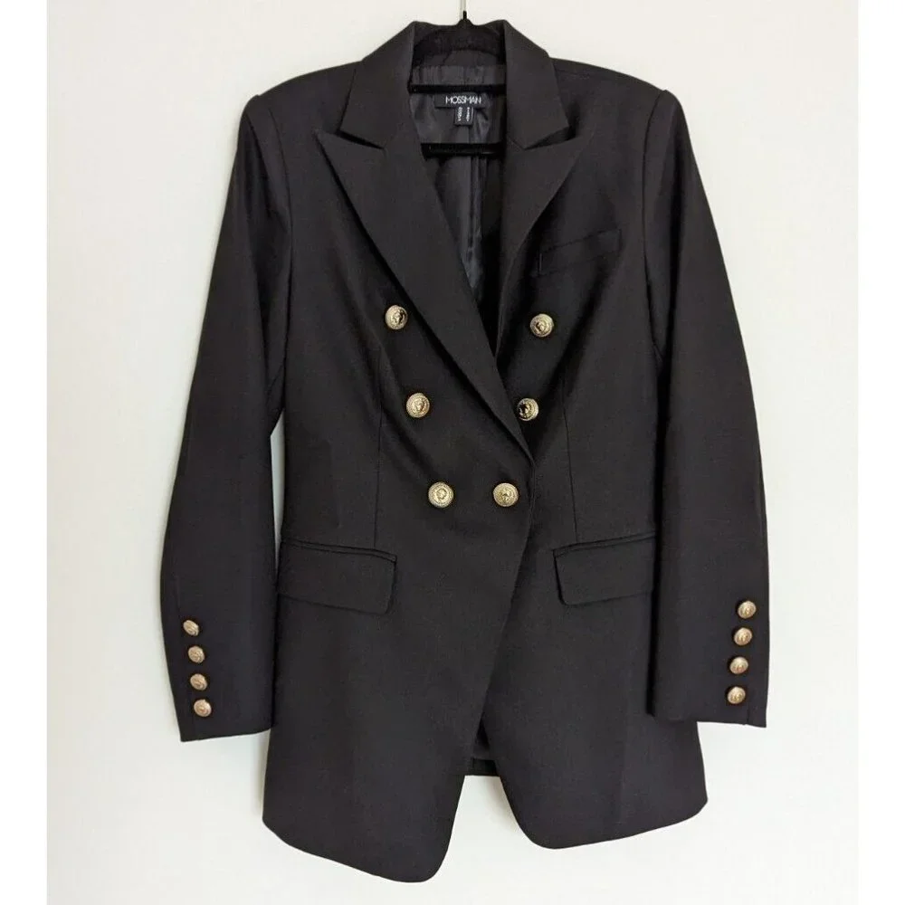 Mossman The Signature Blazer Jacket Black Military Classic Double Breast Size 10 - Picture 6 of 11